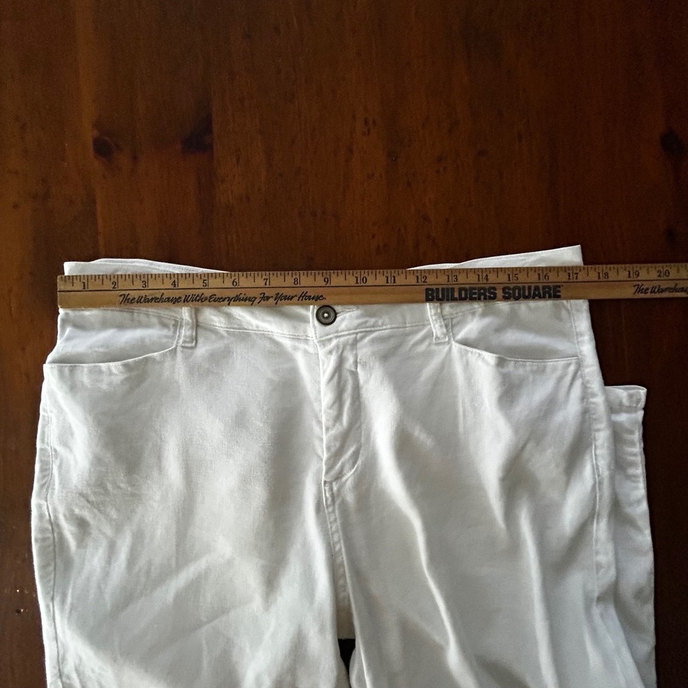 NYDJ White Linen Blend Ankle JEANS PANTS 12 Straight Beach Coastal Summer Casual - Picture 3 of 13